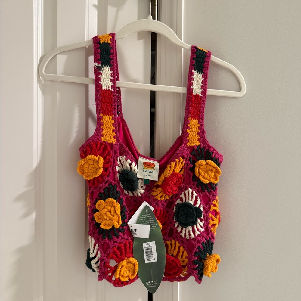 FARM Rio Multicolor Crochet Floral Top - Picture 2 of 3